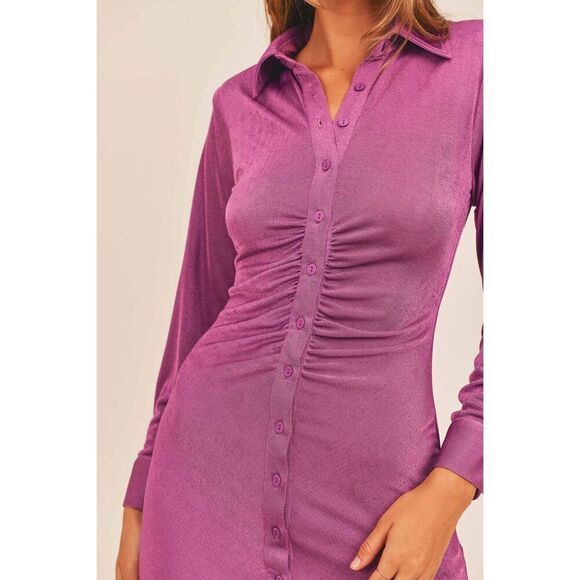 ✨MABLE EMERSYN SLINKY BUTTON DOWN SZ SMALL PURPLE DRESS✨ - Picture 5 of 10